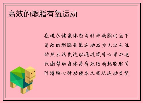 高效的燃脂有氧运动